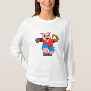 Varken bij honkbal met honkbalhandschoen t-shirt