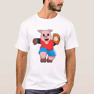 Varken bij honkbal met honkbalhandschoen t-shirt