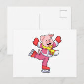 Varken bij schaatsen met schaatsen briefkaart (Voorkant / Achterkant)