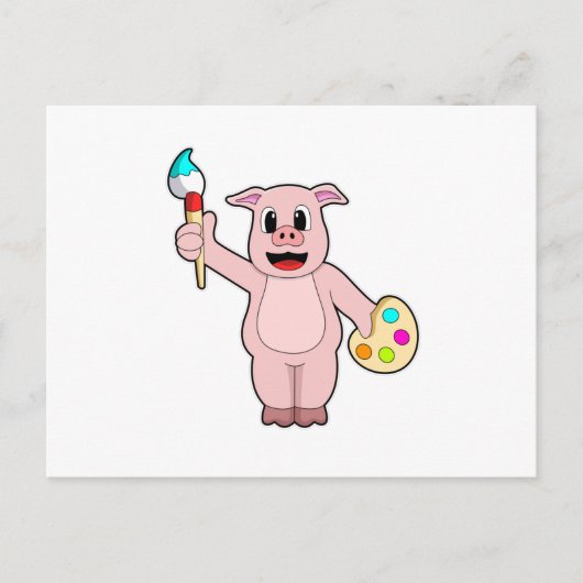 Varken bij schilderen met kwast en kleur briefkaart (Voorkant)