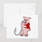 Varken bij vissen met vishaak briefkaart (Voorkant / Achterkant)