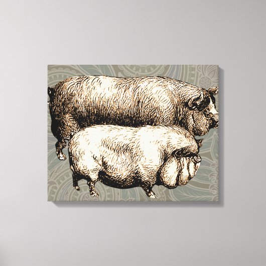 Varken Boerderij Land Antiek Illustratie Art Canvas Afdruk (Voorkant)