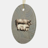 Varken Boerderij Land Antiek Illustratie Art Keramisch Ornament (Links)