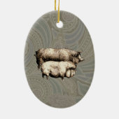 Varken Boerderij Land Antiek Illustratie Art Keramisch Ornament (Achterkant)