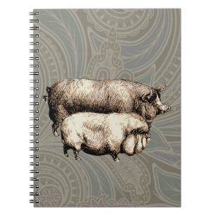 Varken Boerderij Land Antiek Illustratie Art Notitieboek