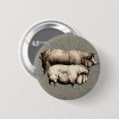 Varken Boerderij Land Antiek Illustratie Art Ronde Button 5,7 Cm (Voorkant /achterkant)
