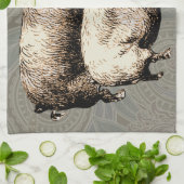 Varken Boerderij Land Antiek Illustratie Art Theedoek (Gevouwen)