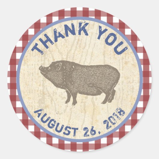Varken Dank U Favor Sticker voor Hog Roast Barbequ (Voorkant)