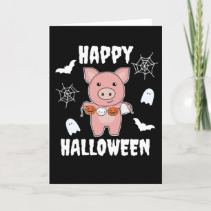 Varken Happy Halloween Pompoen Vleermuis Kostuum Feestdagen Kaart
