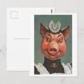 varken in dienstmaagd uniform briefkaart (Voorkant / Achterkant)
