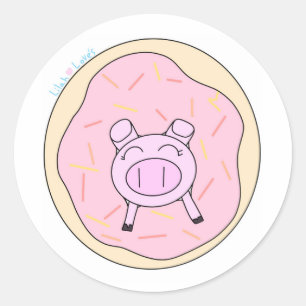Varken in een Donut Sticker! Ronde Sticker