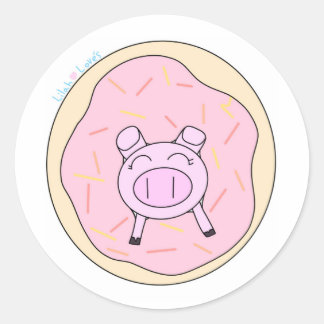 Varken in een Donut Sticker! Ronde Sticker