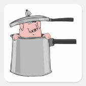 Varken in een potje vierkante sticker (Voorkant)