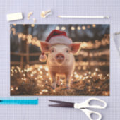 Varken in een Santa Hat Decoupage Tissuepapier (Craft)