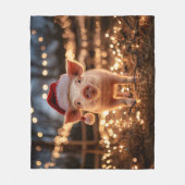 Varken in een Santa Hat Fleece Deken (Voorkant)