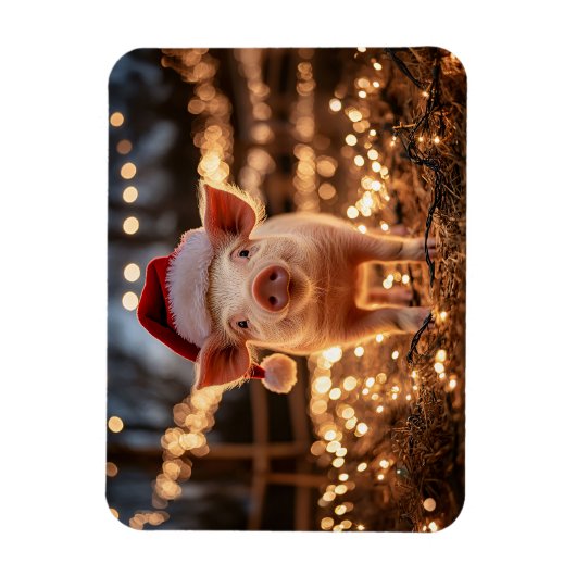 Varken in een Santa Hat Flexibel Magneet (Verticaal)