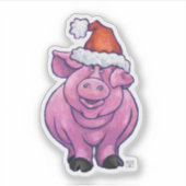 Varken in een Santa Hat Sticker (Voorkant)