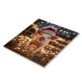 Varken in een Santa Hat Tegeltje (Zijkant)