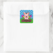 Varken in Modder Vierkante Sticker (Tas)