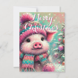 Varken in Sjaal Sneeuwvlokken Persoonlijke Kerstmi Briefkaart