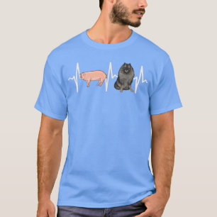 Varken Keeshond Hartslag Hond Liefhebber T-shirt
