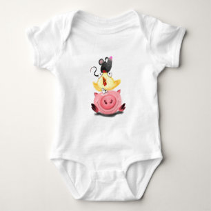 Varken Kip en Muis Vrienden Grappige Baby Bodysuit