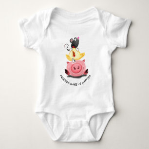 Varken Kip en Muis Vrienden Grappige Baby Bodysuit
