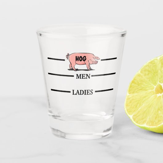 VARKEN-MANNEN-DAMES SHOT GLAS (Voorkant)