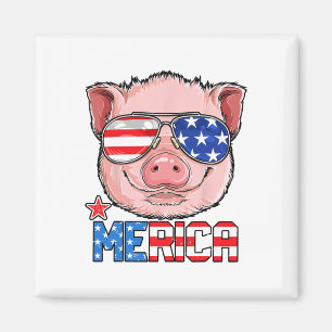 Varken Merica 4 juli T Shirt Meisjes Kinder Amerik Magneet