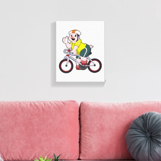 Varken met fiets en helm canvas afdruk (Insitu (Woonkamer))