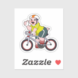 Varken met fiets en helm sticker