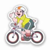 Varken met fiets en helm sticker (Voorkant)