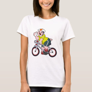 Varken met fiets en helm t-shirt