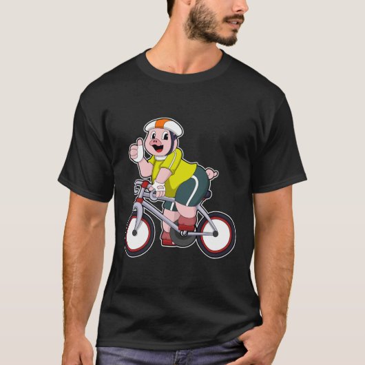 Varken met fiets en helm t-shirt (Voorkant)