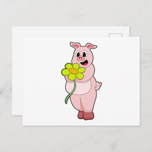 Varken met gele aanjager briefkaart (Voorkant / Achterkant)