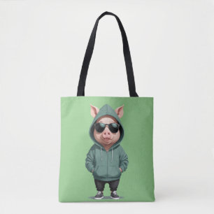 Varken met hoodie Grappig cool dierlijk karakter Draagtas