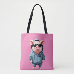 Varken met hoodie Grappig cool dierlijk karakter Draagtas