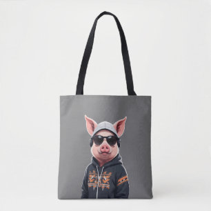 Varken met hoodie Grappig cool dierlijk karakter Draagtas