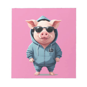 Varken met hoodie Grappig cool dierlijk karakter Notitieblok