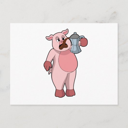 Varken met koffiepot briefkaart (Voorkant)