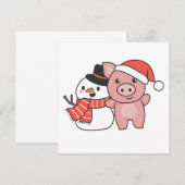 Varken Met Sneeuwman In De Winter Voor Kerst Uitno Kaart (Voorkant / Achterkant)