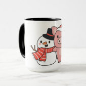 Varken met Snowman in de winter voor Kerstmis Mok (Voorkant links)