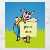 Varken met teken wijn etiket (Enkel label)