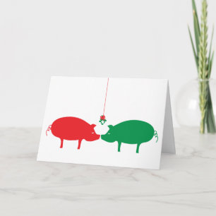 Varken onder de mistletoe feestdagen kaart