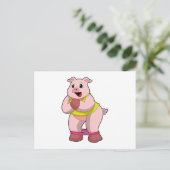 Varken op fitness met elastiek briefkaart (Staand voorkant)