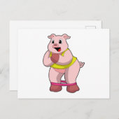 Varken op fitness met elastiek briefkaart (Voorkant / Achterkant)