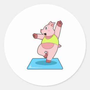 Varken op Yoga Fitness Ronde Sticker