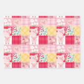 Varken Patchwork Bloemen Rustiek Verjaardagsfeest Inpakpapier Vel (Voorkant 2)