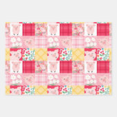 Varken Patchwork Bloemen Rustiek Verjaardagsfeest Inpakpapier Vel (Voorkant)