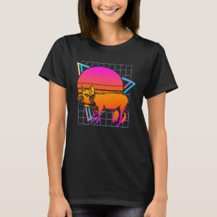 Varken Retro 80s Stijl Vintage Boerderij Dier T-shirt